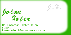 jolan hofer business card